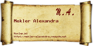 Mekler Alexandra névjegykártya